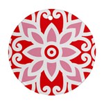 A Red And White Pattern With A Flower On It Ornament (Round)