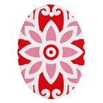 A Red And White Pattern With A Flower On It Ornament (Oval)