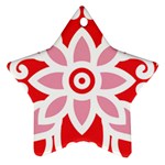 A Red And White Pattern With A Flower On It Ornament (Star)