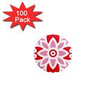 A Red And White Pattern With A Flower On It 1  Mini Magnets (100 pack) 