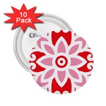 A Red And White Pattern With A Flower On It 2.25  Buttons (10 pack) 