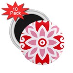 A Red And White Pattern With A Flower On It 2.25  Magnets (10 pack) 