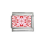 A Red And White Pattern With A Flower On It Italian Charm (9mm)