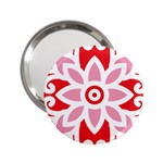 A Red And White Pattern With A Flower On It 2.25  Handbag Mirrors