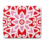 A Red And White Pattern With A Flower On It Large Mousepad