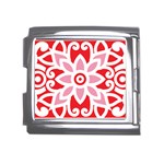 A Red And White Pattern With A Flower On It Mega Link Italian Charm (18mm)