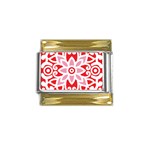 A Red And White Pattern With A Flower On It Gold Trim Italian Charm (9mm)