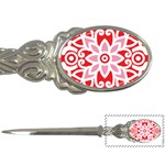 A Red And White Pattern With A Flower On It Letter Opener