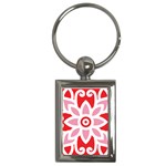 A Red And White Pattern With A Flower On It Key Chain (Rectangle)