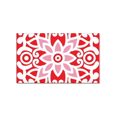 A Red And White Pattern With A Flower On It Sticker (Rectangular) from ArtsNow.com Front