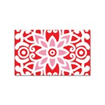 A Red And White Pattern With A Flower On It Sticker (Rectangular)