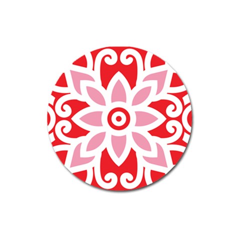 A Red And White Pattern With A Flower On It Magnet 3  (Round) from ArtsNow.com Front