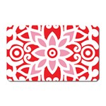 A Red And White Pattern With A Flower On It Magnet (Rectangular)