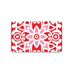 A Red And White Pattern With A Flower On It Magnet (Name Card)