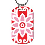 A Red And White Pattern With A Flower On It Dog Tag (One Side)