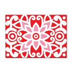 A Red And White Pattern With A Flower On It Sticker A4 (10 pack)