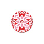 A Red And White Pattern With A Flower On It Golf Ball Marker