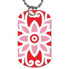 A Red And White Pattern With A Flower On It Dog Tag (Two Sides) from ArtsNow.com Front