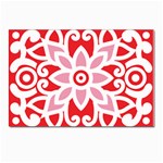 A Red And White Pattern With A Flower On It Postcard 4 x 6  (Pkg of 10)