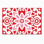 A Red And White Pattern With A Flower On It Postcards 5  x 7  (Pkg of 10)