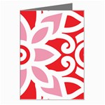 A Red And White Pattern With A Flower On It Greeting Card