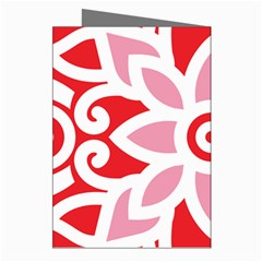 A Red And White Pattern With A Flower On It Greeting Cards (Pkg of 8) from ArtsNow.com Right