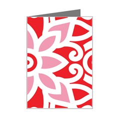 A Red And White Pattern With A Flower On It Mini Greeting Card from ArtsNow.com Left