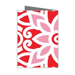 A Red And White Pattern With A Flower On It Mini Greeting Card from ArtsNow.com Right