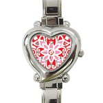 A Red And White Pattern With A Flower On It Heart Italian Charm Watch