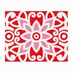 A Red And White Pattern With A Flower On It Small Glasses Cloth