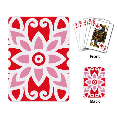 A Red And White Pattern With A Flower On It Playing Cards Single Design (Rectangle) from ArtsNow.com Back