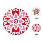 A Red And White Pattern With A Flower On It Playing Cards Single Design (Round)