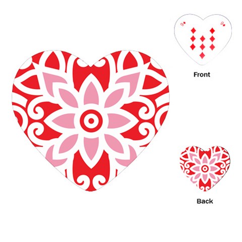 A Red And White Pattern With A Flower On It Playing Cards Single Design (Heart) from ArtsNow.com Front