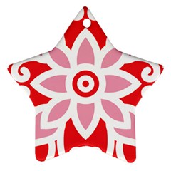 A Red And White Pattern With A Flower On It Star Ornament (Two Sides) from ArtsNow.com Front