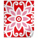 A Red And White Pattern With A Flower On It Canvas 16  x 20 