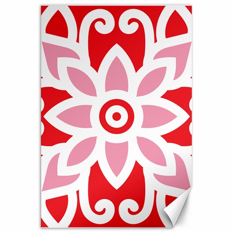 A Red And White Pattern With A Flower On It Canvas 20  x 30  from ArtsNow.com 19.62 x28.9  Canvas - 1