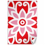 A Red And White Pattern With A Flower On It Canvas 24  x 36 