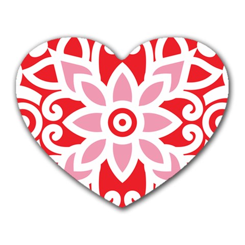 A Red And White Pattern With A Flower On It Heart Mousepad from ArtsNow.com Front