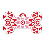 A Red And White Pattern With A Flower On It Dog Tag Bone (One Side)