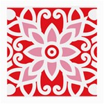 A Red And White Pattern With A Flower On It Medium Glasses Cloth