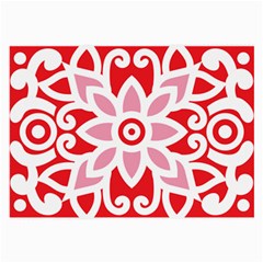 A Red And White Pattern With A Flower On It Large Glasses Cloth (2 Sides) from ArtsNow.com Front