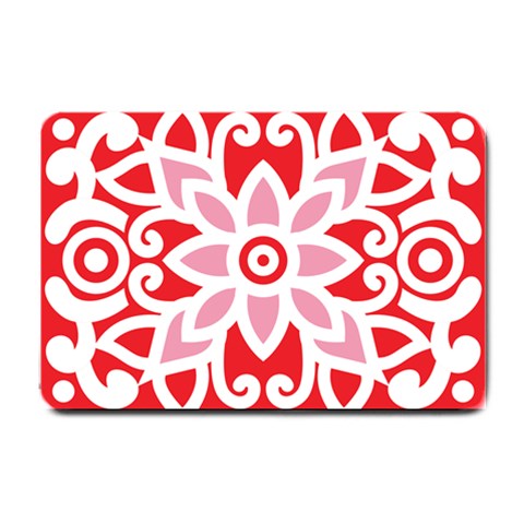 A Red And White Pattern With A Flower On It Small Doormat from ArtsNow.com 24 x16  Door Mat