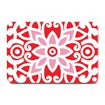 A Red And White Pattern With A Flower On It Plate Mats