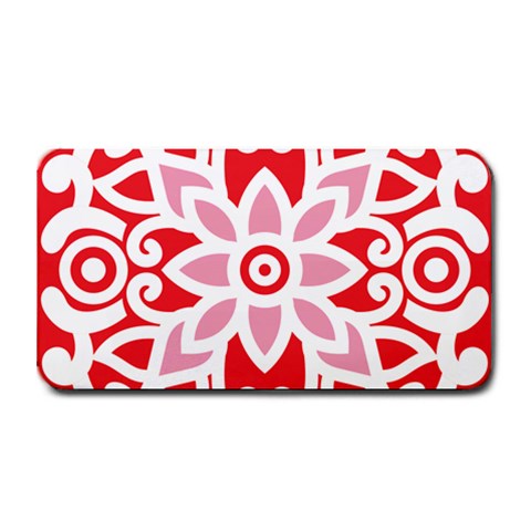 A Red And White Pattern With A Flower On It Medium Bar Mat from ArtsNow.com 16 x8.5  Bar Mat