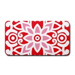 A Red And White Pattern With A Flower On It Medium Bar Mat