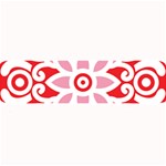 A Red And White Pattern With A Flower On It Large Bar Mat