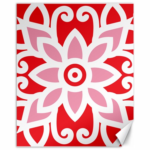 A Red And White Pattern With A Flower On It Canvas 11  x 14  from ArtsNow.com 10.95 x13.48  Canvas - 1