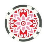 A Red And White Pattern With A Flower On It Poker Chip Card Guard