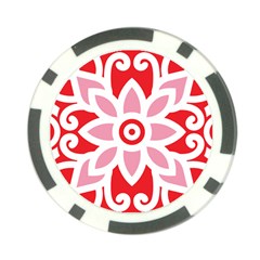 A Red And White Pattern With A Flower On It Poker Chip Card Guard from ArtsNow.com Back