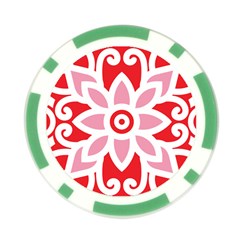 A Red And White Pattern With A Flower On It Poker Chip Card Guard from ArtsNow.com Back